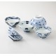 Set de 5 bols en porcelaine japonaise blanc et bleu