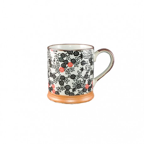 Mug fleurs noir et rouge
