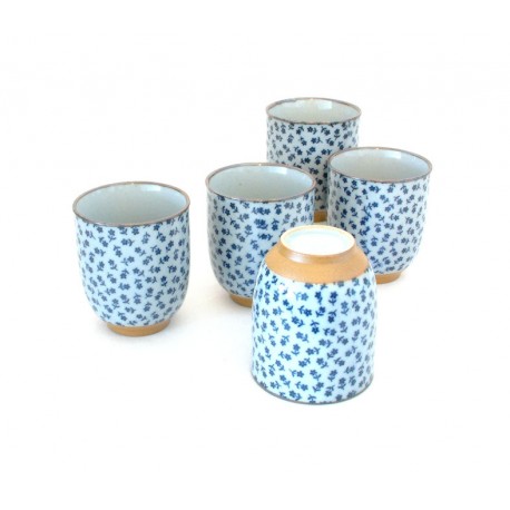 Set de 5 tasses à thé japonaises fleurs