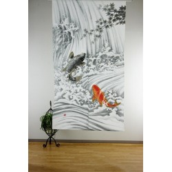 Rideau japonais Noren Carpes Koi