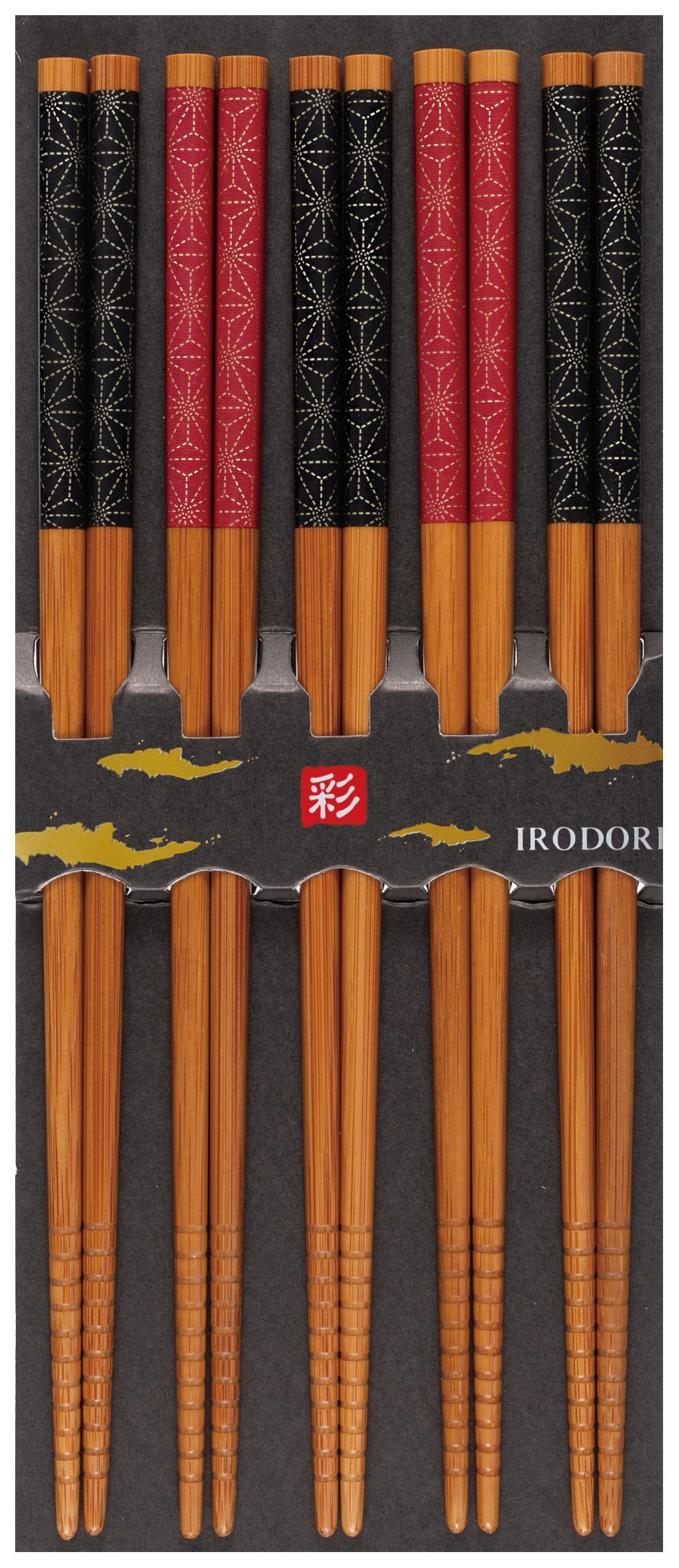 Set de baguettes japonaises noire rouge en bois TOMUSONBAKO HANA YÛZEN