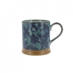 Mug en céramique japonaise motifs éventails bleu