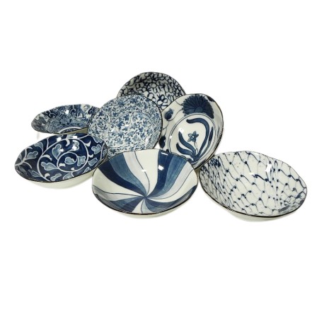 Set de 7 coupelles bleus en céramique japonaise
