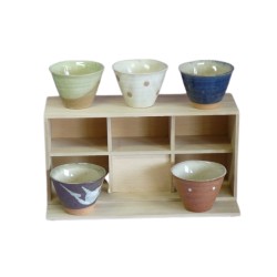Set 5 tasses à thé évasées en céramique japonaise
