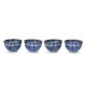 Set de 4 bols japonais bleus motifs lignes