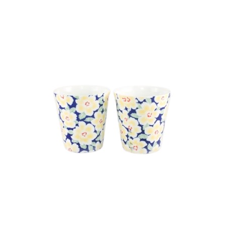 Set de 2 tasses fleurs jaunes