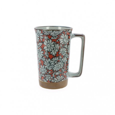 Mug japonais grandes fleurs rouge