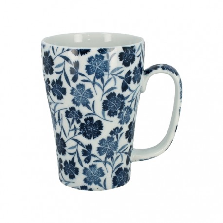 Grand mug bleu motifs fleurs