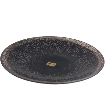 Assiette japonaise noire en céramique 25.8 cm