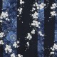 Kimono japonais fleurs de cerisier bleu détail des motifs