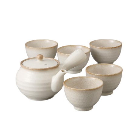 Service à thé blanc en céramique japonaise